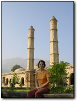 Anne with Pavagadh Hill in the background