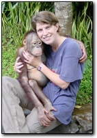 Anne with baby orangutan